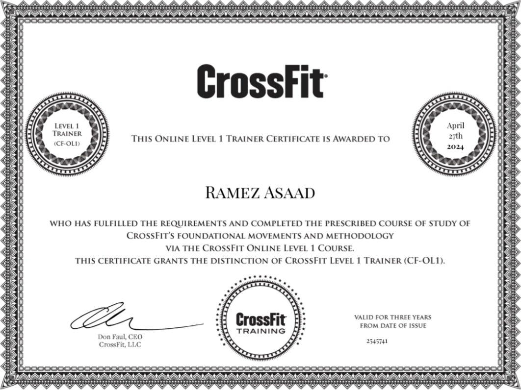 CrossFit Level 1 Trainer, CF-L1 certificate